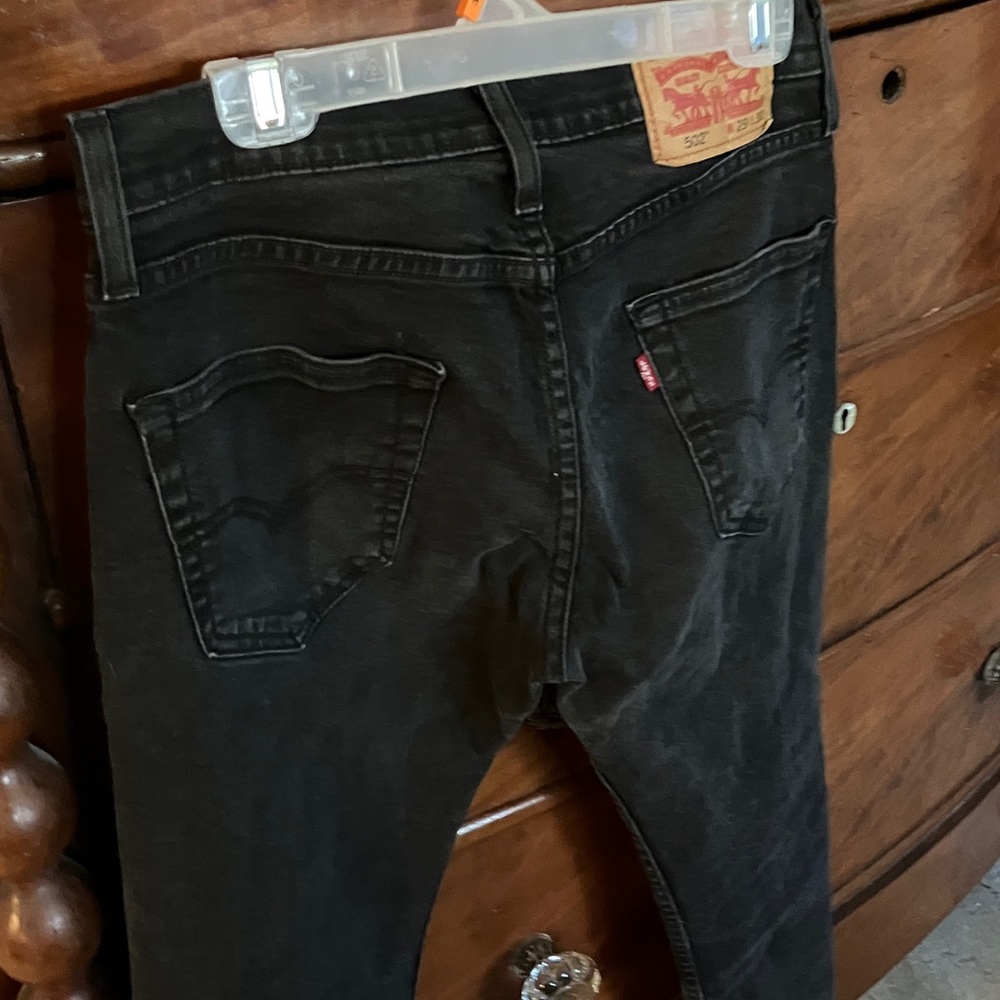 2/$40 Levi's 502 High Rise Straight Leg Black Denim Jeans w/Stretch W29 L30” - Picture 3 of 8